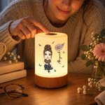 Personalised Cartoon Character Birth Flower Dimmable Touch LED Night Light with Name and Adjustable Colors Home Decor Birthday Gift for Kid Family 2