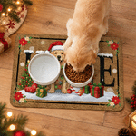 Paillasson de Noël personnalisé avec portrait festif de votre animal de compagnie et photo – Décoration d’intérieur – Cadeau de Noël pour les familles possédant un animal de compagnie