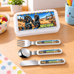 Personalised Lorry Car Mermaid Initial Safe Stainless Steel Fork Spoon Knife Cutlery Set with Name Daily Use Birthday Christmas Gift for Kid 4