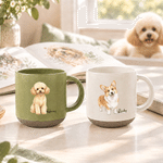 Tasse à café en céramique personnalisée avec portrait d'animal de compagnie à l'aquarelle et prénom – Cadeau d'anniversaire pour un usage quotidien destiné aux propriétaires d'animaux et aux amoureux 