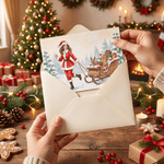 Personalized Christmas Theme Illustration Style Photo Greeting Card with Text Christmas Holiday New Year Gift for Family Friends
