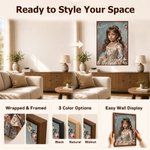 Personalized Classicism Oil Painting Style Kid Photo Canvas Prints with Name Home Decor Birthday Gift for Boys Girls