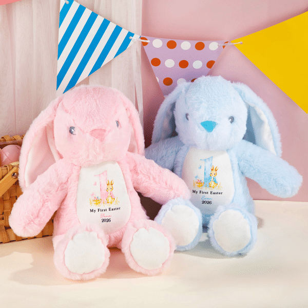 Personalized My First Easter Bunny Butterfly Stuffed Plush Bunny Toy with Name and Year Easter Birthday Gift for Babies Kids