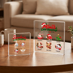 Personalized Christmas Theme Small Dumplings Big Love Square Acrylic Plaque with 2-6 Names Home Decor Christmas Gift for Grandma Family