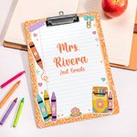 Personalized Preppy Style Doodle School Stationery Clipboard with Low Profile Clip Daily Use Teacher's Day Back to School Gift for Teacher