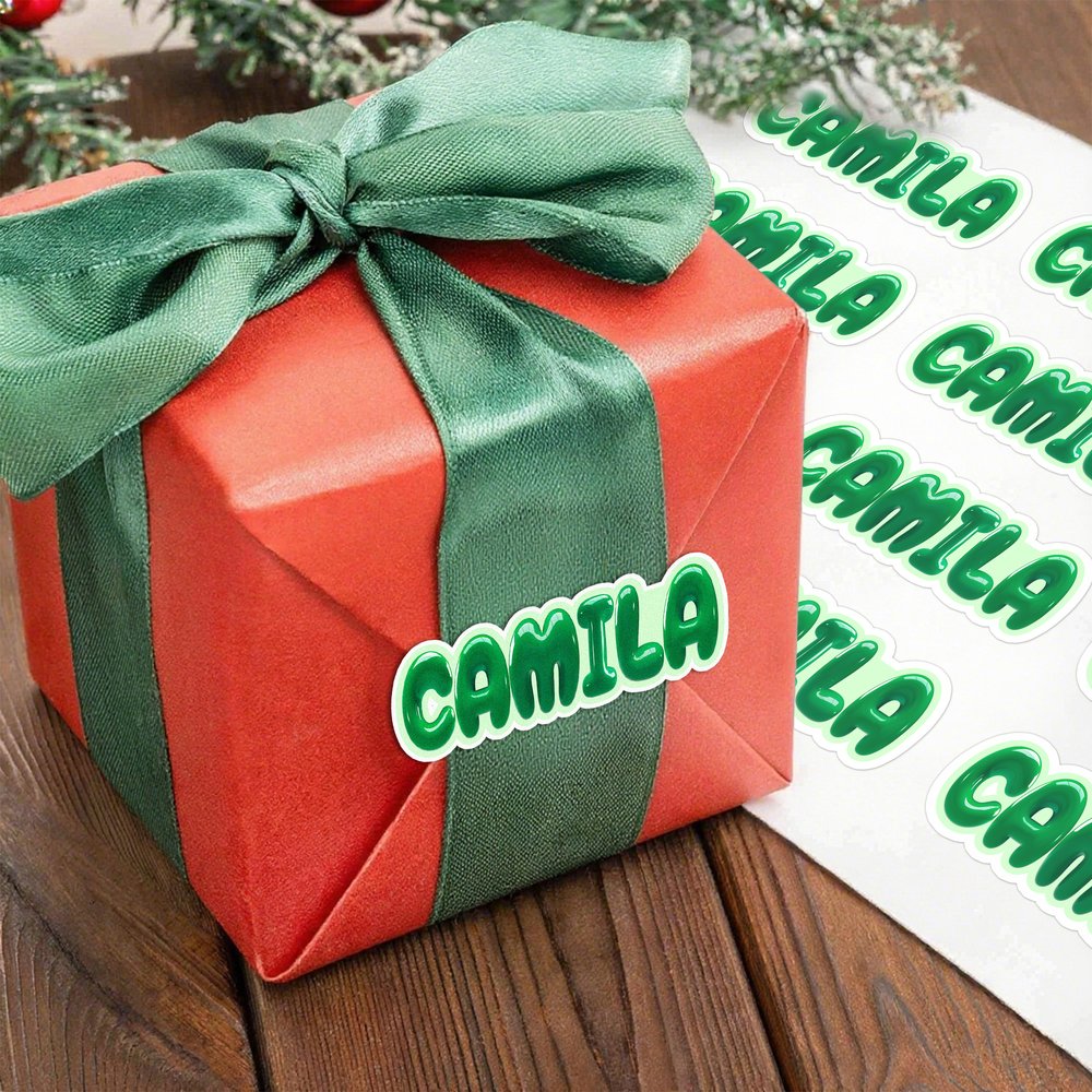 Personalized Colourful Pop Art Bubble Waterproof Stickers with Name Gift Decor Christmas Party Gift for Family Friends 2
