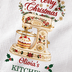 Personalized Merry Christmas Baking Mixer Soft Waffle Tea Towel with Name Kitchen Decor Christmas Gift for Family Friends