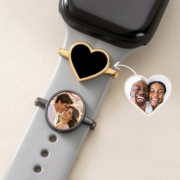 Personalised Heat-Activated Hidden Photo Heart Oval Rectangle Dog Paw-Shaped Watch Band Charm Birthday Anniversary Gift for Men Women Pet Lovers