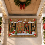 Paillasson de Noël personnalisé avec portrait festif de votre animal de compagnie et photo – Décoration d’intérieur – Cadeau de Noël pour les familles possédant un animal de compagnie