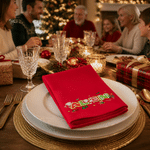 Personalisierte Weihnachtsserviette mit Weihnachtsmann, Rentier und Süßigkeiten-Weihnachtsbaum-Motiv – schnell saugfähig, aus 100 % Baumwolle, mit Namen – Weihnachtsgeschenk für Freunde