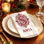 Personalized Moroccan Style Initial Monogram Napkin with Name Holiday Table Decor Christmas Dinner Gift for Family Friend