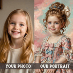 Personalized Classicism Oil Painting Style Kid Photo Canvas Prints with Name Home Decor Birthday Gift for Boys Girls