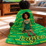 Individuell gestaltete Kuscheldecke mit 3D-Effekt, Cheerleading-Cartoon-Figur und Foto – mit Namen – Geschenk für Cheerleader und Trainer am Spieltag