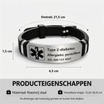 Gepersonaliseerde Star of Life verstelbare medische alarmarmband met ID-plaatje op reis en als medisch cadeau voor familie en kinderen