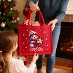 Gepersonaliseerde Schattige Sneeuwpop Sneeuwvlok Grote Jute Zak met Naam en Jaar Kerst Feest Cadeau voor Kinderen