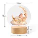 Personalizowana akrylowa lampka nocna 3D ze zdjęciem dziecka i imieniem w kształcie księżyca z chmurką idealny prezent dla noworodka