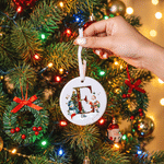 Décoration de Noël personnalisée en céramique, ronde, sur le thème de Noël : Père Noël, bonhomme de neige, sapin de Noël et cœur, avec prénom. Cadeau de Noël pour la famille et les amis.