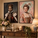 Personalized Classicism Oil Painting Style Adult Photo Canvas Prints with Name Home Decor Birthday Gift for Woman Man