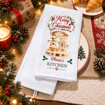 Personalized Merry Christmas Baking Mixer Soft Waffle Tea Towel with Name Kitchen Decor Christmas Gift for Family Friends