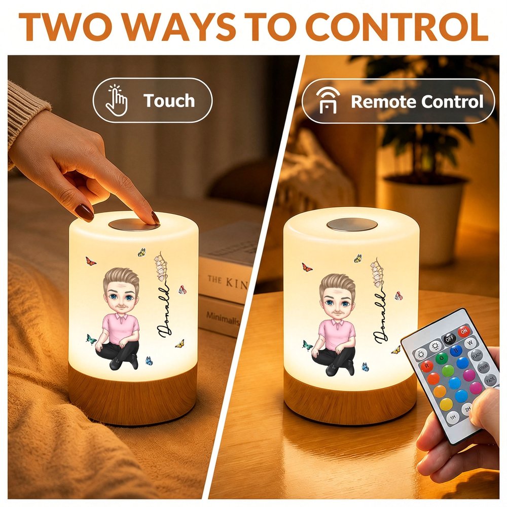 Personalised Cartoon Character Birth Flower Dimmable Touch LED Night Light with Name and Adjustable Colors Home Decor Birthday Gift for Kid Family 7