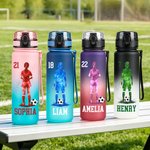 Personalized Soccer Character Silhouette Name Gradient Sports BPA-free Water Bottle with Flip Top Lid Gym Birthday Gift for Kid Teenager Soccer Lover