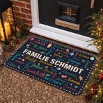 Personalisierte Weihnachts-Wortwolke Fußmatte | mit Namen & Text | Rutschfester Türvorleger | Weihnachten Geschenk für Familie