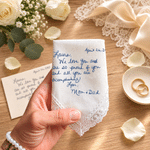 Personalised Handwritten Photo Lace Cotton Wedding Handkerchief Wedding Keepsake Gift for Bride