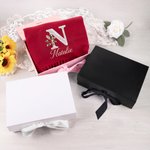 Personalized Mother of Pearl Effect Birth Flower & Initial Soft Warm Tassel Scarf Shawl with Name Winter Accessory Christmas Gift for Women