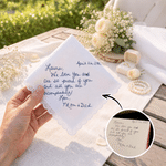 Personalised Handwritten Photo Lace Cotton Wedding Handkerchief Wedding Keepsake Gift for Bride