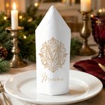 Personalized Moroccan Style Initial Monogram Napkin with Name Holiday Table Decor Christmas Dinner Gift for Family Friend