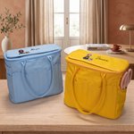 Borsa portalavoro grande in tela personalizzata, con foto a cartone animato, tasche per ferri, manico e nome - Regalo di compleanno per creative