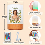 Personalised Birth Flower Aesthetic Portrait Dimmable Touch Control LED Night Light with Name Bedroom Decor Birthday Gift for Book Lover Bookworm 12