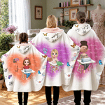 Personalized Birth Flower Cartoon Sewing Character Soft Hooded Blanket with Name Birthday Christmas Gift for Sewing Lovers