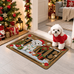 Paillasson de Noël personnalisé avec portrait festif de votre animal de compagnie et photo – Décoration d’intérieur – Cadeau de Noël pour les familles possédant un animal de compagnie