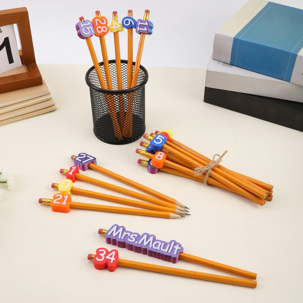 Personalised 3D Printed Cloud Number Name Pencil Toppers Set of 15 with Storage Bag Back to School Classroom Gift for Teachers Students 2