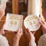 Personalised Vintage Birth Flower Ceramic Trinket Jewellery Dish with 1-10 Names Home Decor Anniversary Gift for Friends Besties