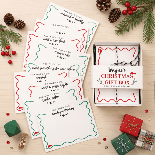 Personalized Name Christmas Gift Box with 16 Cards Set Cash Card Holder Christmas Gift for Teens Kids College Students