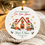Personalized 3D-Style Art First Christmas in Our New Home Ceramic Ornament with Name Address and Year Home Decor Christmas Gift for Family Friends