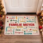 Personalisierte Weihnachts-Wortwolke Fußmatte | mit Namen & Text | Rutschfester Türvorleger | Weihnachten Geschenk für Familie