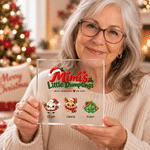 Personalized Christmas Theme Small Dumplings Big Love Square Acrylic Plaque with 2-6 Names Home Decor Christmas Gift for Grandma Family