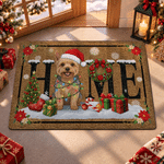 Paillasson de Noël personnalisé avec portrait festif de votre animal de compagnie et photo – Décoration d’intérieur – Cadeau de Noël pour les familles possédant un animal de compagnie