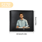 Portefeuille personnalisé en cuir synthétique, style bande dessinée, avec prénom – Cadeau d'anniversaire ou de Noël pour papa, homme ou mari, à usage quotidien