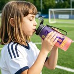 Personalized Soccer Character Silhouette Name Gradient Sports BPA-free Water Bottle with Flip Top Lid Gym Birthday Gift for Kid Teenager Soccer Lover