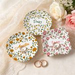 Personalised Watercolor Birth Flower Ceramic Trinket Jewellery Dish with Name Home Decor Birthday Gift for Mum Woman Friend