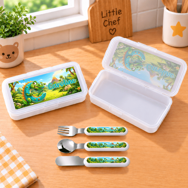 Personalised Lorry Car Mermaid Initial Safe Stainless Steel Fork Spoon Knife Cutlery Set with Name Daily Use Birthday Christmas Gift for Kid