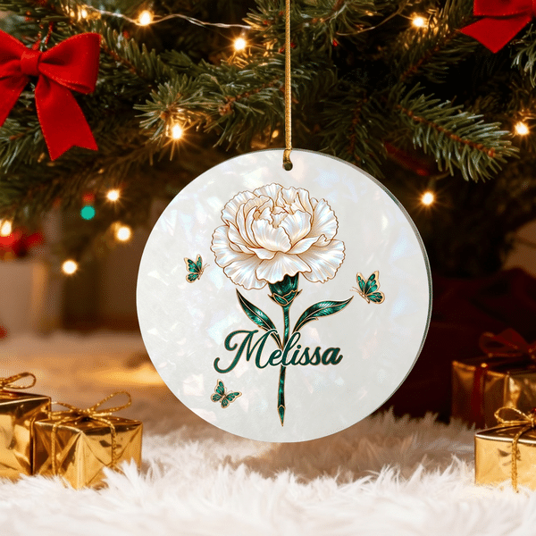 Personalized Birth Flower Butterfly Acrylic Christmas Ornament with Name Home Decor Christmas Gift for Family Friends