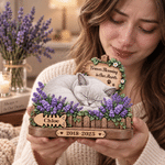 Décoration en bois personnalisée à plusieurs niveaux, avec photo de votre animal endormi, motif floral, nom et année – Décoration de bureau, cadeau de condoléances et souvenir pour les propriétaires e