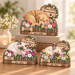Décoration en bois personnalisée à plusieurs niveaux, avec photo de votre animal endormi, motif floral, nom et année – Décoration de bureau, cadeau de condoléances et souvenir pour les propriétaires e