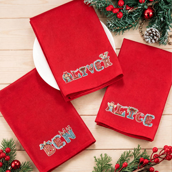 Personalized Water Absorbent Comfortable 100% Cotton Table Napkin with Name Desk Decor Christmas Gift for Family Chef