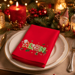 Personalisierte Weihnachtsserviette mit Weihnachtsmann, Rentier und Süßigkeiten-Weihnachtsbaum-Motiv – schnell saugfähig, aus 100 % Baumwolle, mit Namen – Weihnachtsgeschenk für Freunde